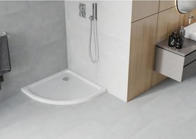 Mexen Flat brodzik semicircular slim 80 x 80 cm, alb, sifon crom - 41108080