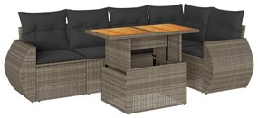 3327266 vidaXL Set mobilier grădină cu perne, 6 piese, gri, poliratan