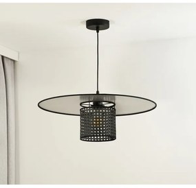 Lustră pe cablu TOKYO Duolla RATTAN 1xE27/15W/230V d. 50 cm negru/argintiu