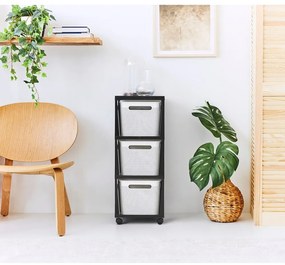 Etajeră pe roți albă/neagră din plastic 30x77 cm Brisen - Rotho