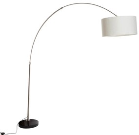 Lampă cu arc din oțel, abajur din stofă alb, 50 cm - XXL