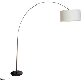 Lampă cu arc din oțel cu abajur din stofă albă 50 cm - XXL