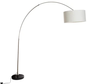Lampă cu arc din oțel cu abajur din stofă albă 50 cm - XXL