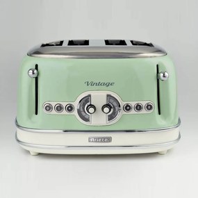 Prajitor de paine Ariete VINTAGE 0156/04, 1600W, 4 felii, 3 functii, 6 trepte, Tava firimituri detasabila, Verde