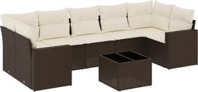 vidaXL Set canapele de grădină cu perne, 8 piese, maro, poliratan