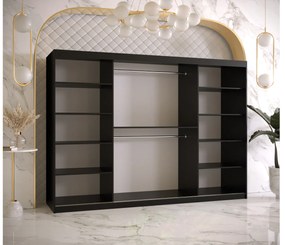 Dulap de haine Riven 2 250 (alb mat + negru mat) (cu oglindă). 1064186