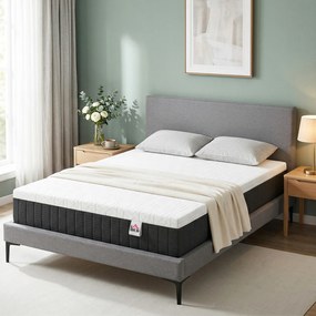 HOMCOM Saltea 140 x 190 cm, grosime 25 cm, spumă cu memorie, arcuri individuale 7 zone, fermitate medie | Aosom Romania