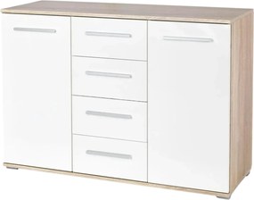 Comoda LIMA KM4, alb/stejar sonoma, PAL, 116x40x82 cm