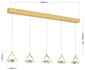 Lustra LED suspendata cu cristal K9 design lux MOON 5L
