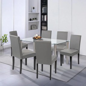 Set de masă Cadiz 6+1 alb-gri