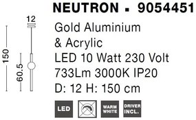 Pendul LED design modern Neutron auriu 12cm