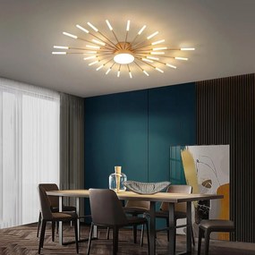 Lustra LED 3 Tipuri De Lumina, 60W, Auriu