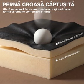 HOMCOM Scaun de birou ergonomic rotativ, rabatabil 165°, din piele ecologică PU, cu suport pentru picioare și înălțime reglabilă, negru | Aosom Romania