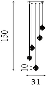 Lustra cu 5 pendule LED Quartz
