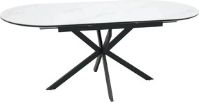 Masa extensibila pentru sufragerie GASTON, alb/negru, ceramica/metal,