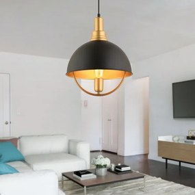 Lustră suspendată pe cablu MONZA 1xE27/40W/230V diam. 30 cm negru/auriu