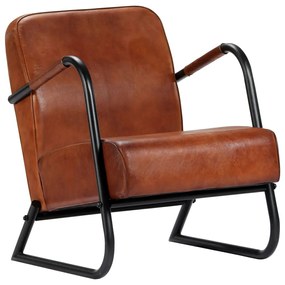 282900 vidaXL Fotoliu de relaxare, maro, piele naturală