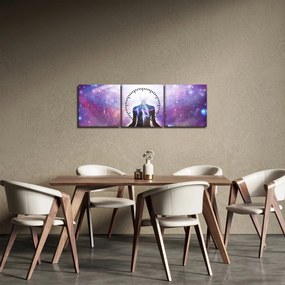 Tablou - Conexiune cu univers (cu ceas) (90x30 cm)
