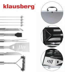 Set ustensile pentru gratar/BBQ, 10 piese, inox, Klausberg KB7901