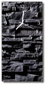 Ceas de perete din sticla vertical Zid de piatră neagră