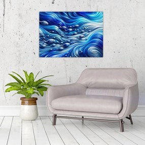 Tablou pe sticlă – Pești în valuri (70x50 cm)