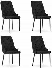 Set 4 Scaune Bucatarie/Dining Millan Catifea Negru