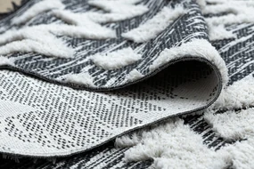 Covor ECO SISAL BOHO MOROC Etno Zig zag 22319 franjuri - două niveluri de lână gri / cremă, covor reciclat