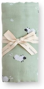 Muselina din bumbac si bambus, Scutec sau paturica multifunctionala, Funny Farm, 120 x 120 cm