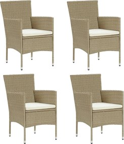vidaXL Scaune de masă pentru grădină, 4 buc., bej, poliratan