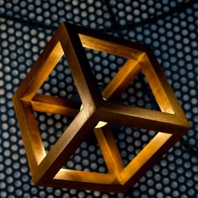 Plafoniera Klausen Rhombus PL1 Nuc, Design Modern Lemn Metal, 24x22x22 cm, Dulie E27, Iluminat Interior Elegant pentru Dormitor sau Hol Relaxant