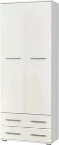 Dulap LIMA REG2, alb, PAL laminat, cu o usa si 2 sertare, 77x40x200 cm
