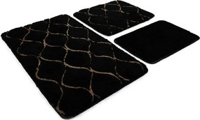 Set 3 covorase baie INFINITY, forma dreptunghiulara, acril, negru