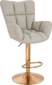 HR650W Scaun Ecru Piele Ecologica Premium Soft cu Bază Aurie