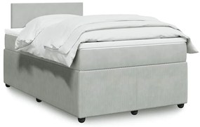 vidaXL Pat box spring cu saltea, gri deschis, 120x190 cm, catifea