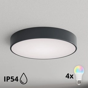 BRILAGI - LED RGBW Plafonieră pentru baie CLARE 4xE27/12W/230V Ø 50 cm antracit IP54