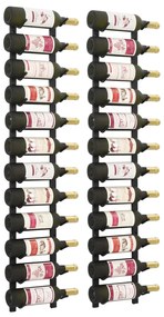 vidaXL Suporturi vin montate pe perete, 12 sticle, 2 buc, negru, fier