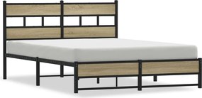 vidaXL Cadru de pat metalic fără saltea, stejar sonoma, 140x200 cm