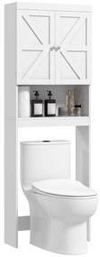 HOMCOM Dulap de depozitare deasupra toaletelor, dulap de baie cu 2 uși raft 58,5L x 23l x 170H cm alb | Aosom Romania