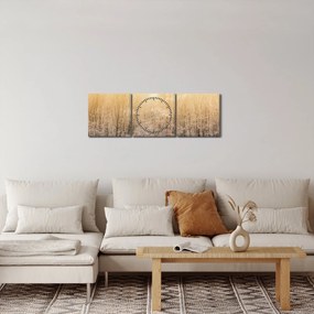 Tablou cu pădure geroasă (cu ceas) (90x30 cm)