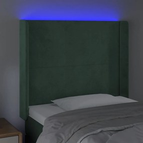 Tablie de pat cu LED, verde inchis, 83x16x118 128 cm, catifea 1, Verde inchis, 83 x 16 x 118 128 cm