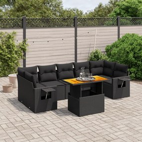 3271664 vidaXL Set mobilier de grădină cu perne, 8 piese, negru, poliratan