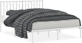 vidaXL Cadru de pat metalic cu tăblie, alb, 140x190 cm