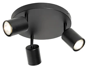 Plafoniera moderna neagra ajustabila rotunda cu 3 lumini - Java