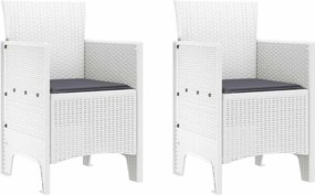 vidaXL Scaun pentru Grădină 2 pcs Alb Dimensiune: 53 x 49 x 85 cm