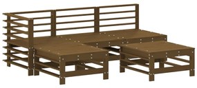 3186560 vidaXL Set mobilier relaxare grădină 5 piese maro miere lemn masiv pin