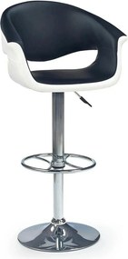 Scaun bar H46, negru/alb/crom, piele ecologica/otel, 60x46x93/115 cm
