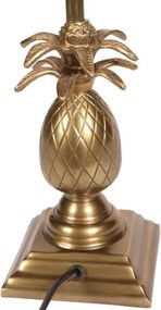 Bază pentru lampă de masă din aluminiu, auriu, cu picior înalt și ananas sculptat, bază pătrată, finisaj antichizat, 56 x 11 cm, „Lutèce”