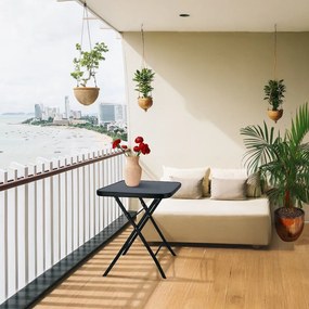 Măsuță pliabilă pătrată Jumi, 60x60 cm, negru, oțel și sticlă