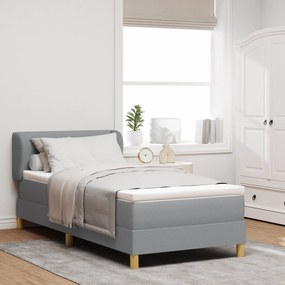 vidaXL Pat box spring cu saltea, gri deschis, 100x200 cm, textil