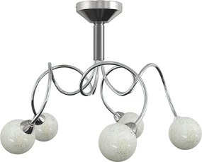 vidaXL Plafonieră cu abajururi rotunde din sticlă, 5 becuri LED G9